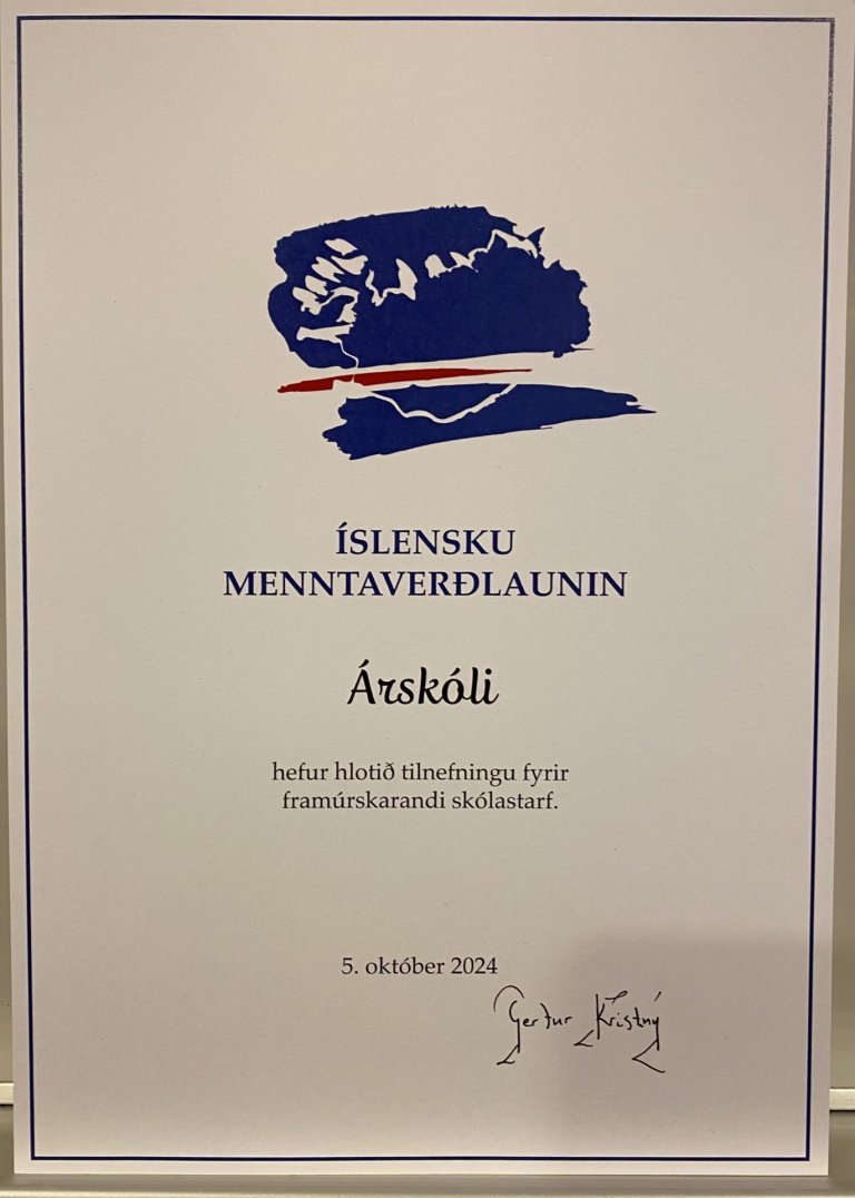Árskóli tilnefndur til íslensku menntaverðlaunanna