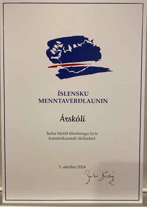 Árskóli tilnefndur til íslensku menntaverðlaunanna